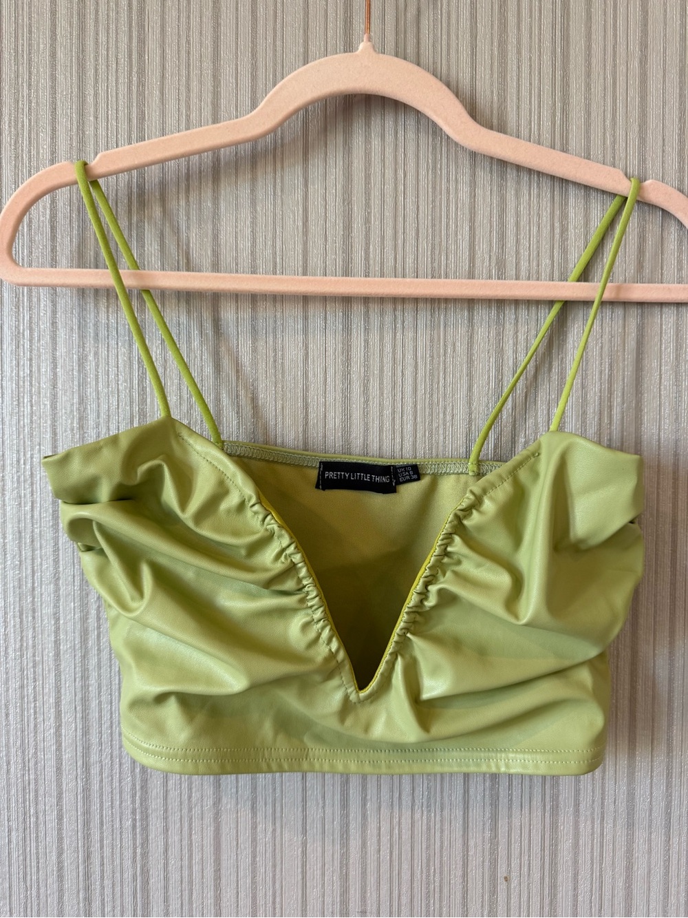 PrettyLittleThing Lime Ruched V-Neck Cami
